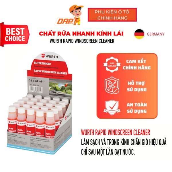 Chất rửa nhanh kính lái tiện dụng