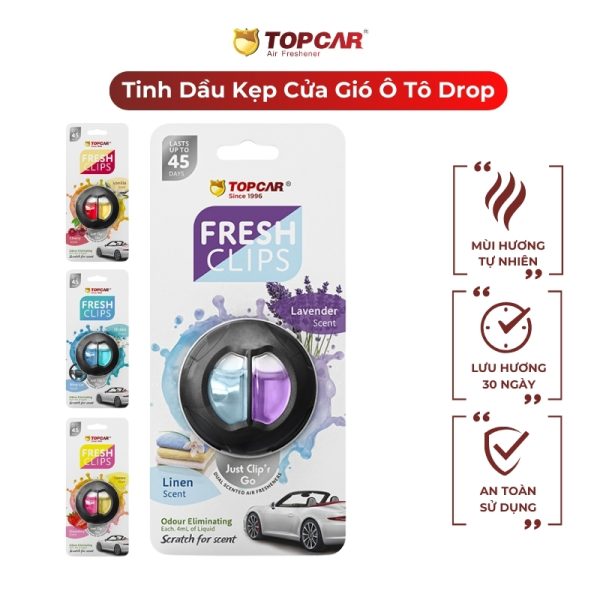 Tinh dầu kẹp ô tô cao cấp Fresh Clip