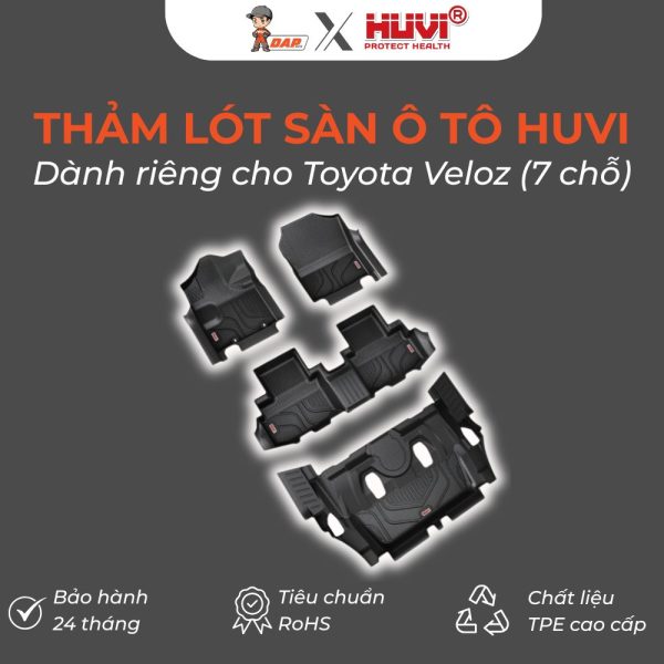 Thảm lót sàn ô tô Huvi Hút 3D Veloz 7 Chỗ