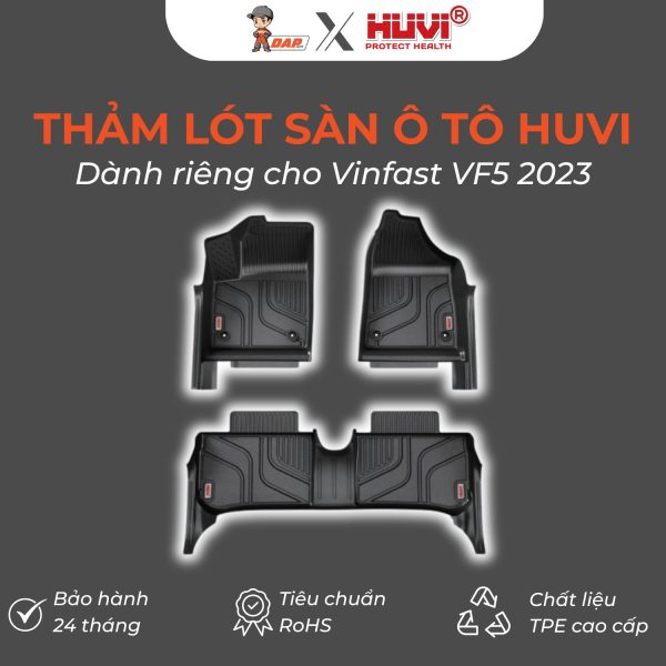 Thảm lót sàn ô tô Huvi Hút 3D Vinfast VF5 2023