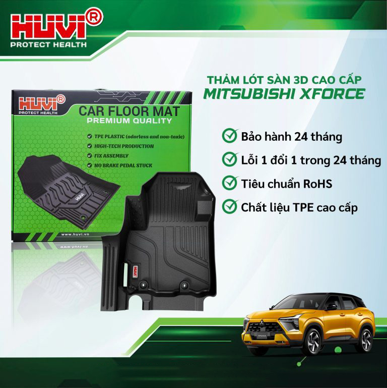 Thảm lót sàn ô tô Huvi Hút 3D Mitsubishi Xforce 2024