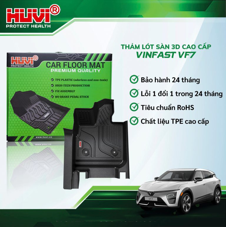 Thảm lót sàn ô tô Huvi Hút 3D Vinfast VF7 2023
