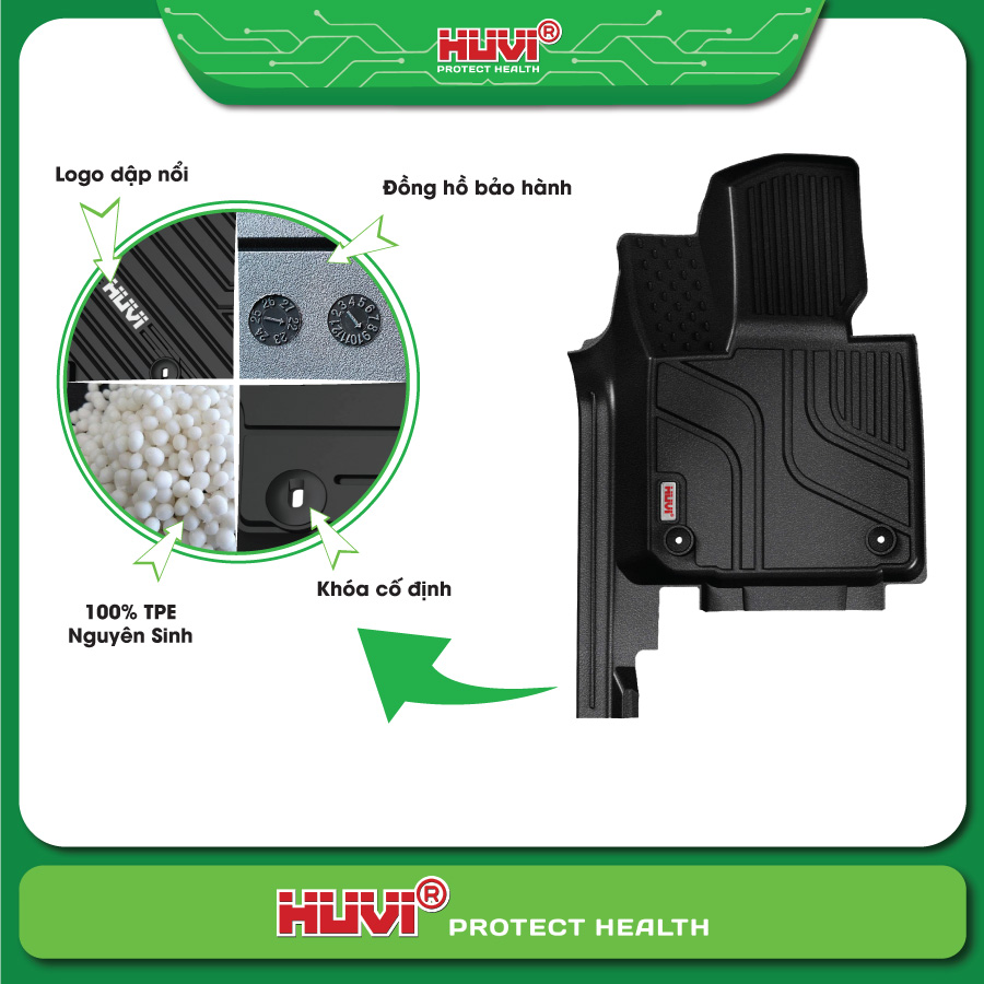 Thảm lót sàn ô tô Huvi Hút 3D Vinfast VF8 2022