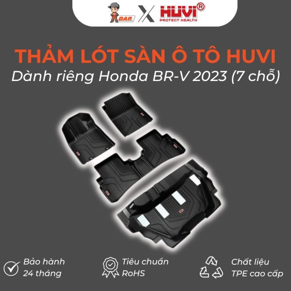 Thảm lót sàn ô tô Huvi Hút 3D BRV 2023 7 Chỗ