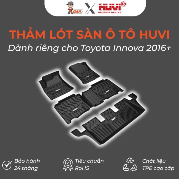 Thảm lót sàn ô tô Huvi Đúc 3D Innova 2016 (7 Chỗ)