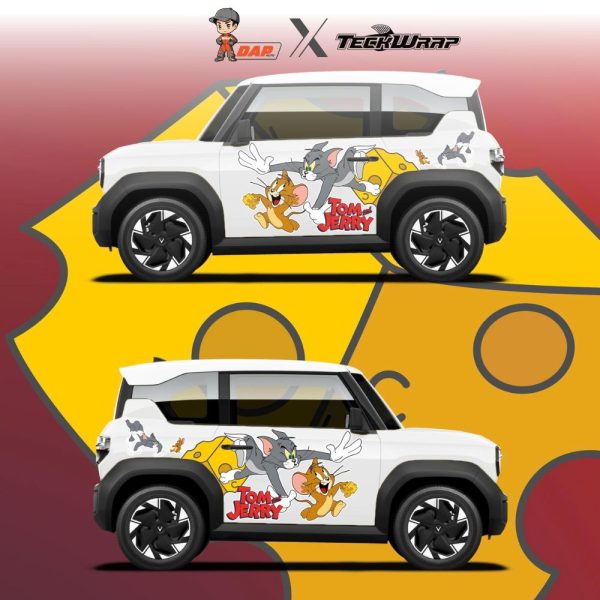 Dán Decal Tem Xe Ô Tô Vinfast Mẫu Tom & Jerry