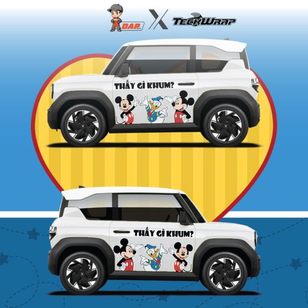 Dán Decal Tem Xe Ô Tô Vinfast Mẫu Mickey Mouse