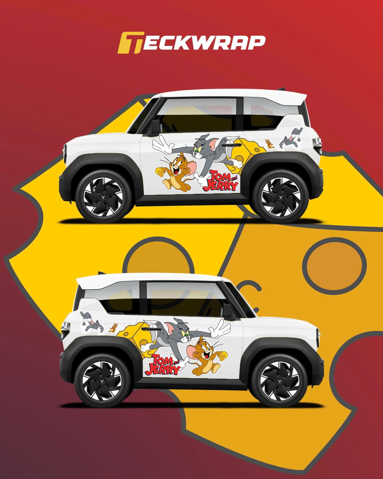 Dán Decal Tem Xe Ô Tô Vinfast Mẫu Tom & Jerry