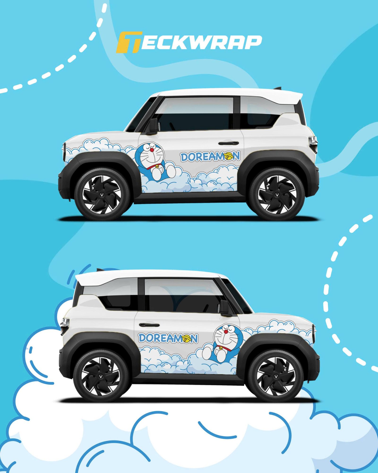 Dán Decal Tem Xe Ô Tô Vinfast Mẫu Doremon