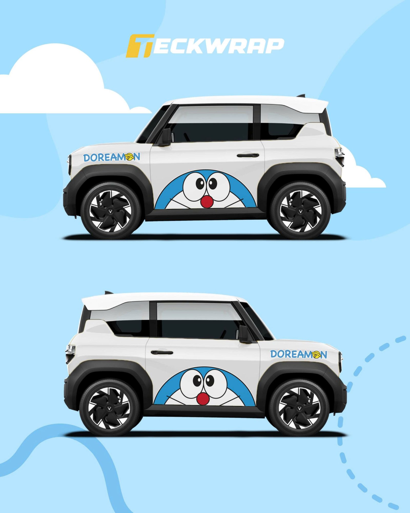 Dán Decal Tem Xe Ô Tô Vinfast Mẫu Doremon