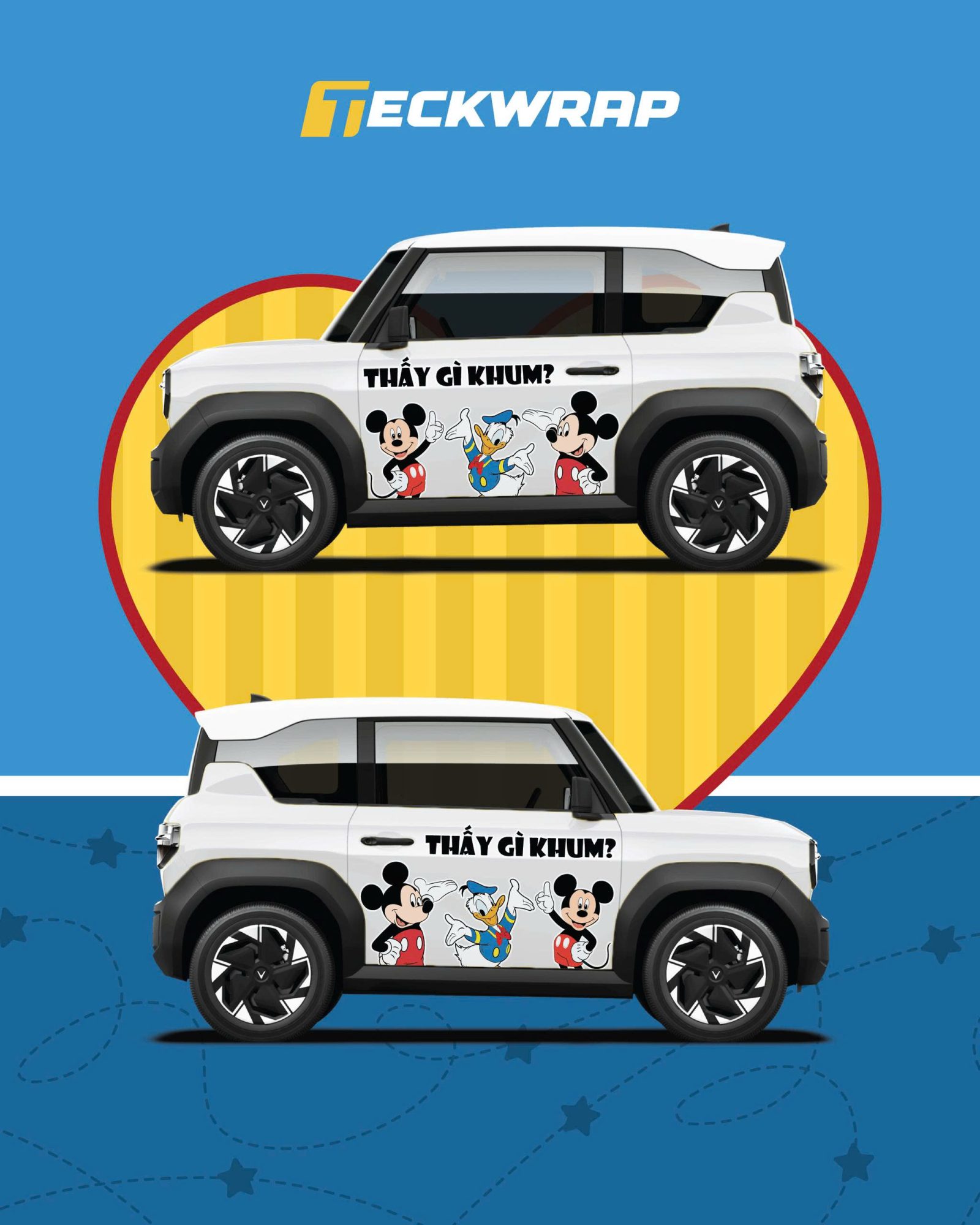 Dán Decal Tem Xe Ô Tô Vinfast Mẫu Mickey Mouse