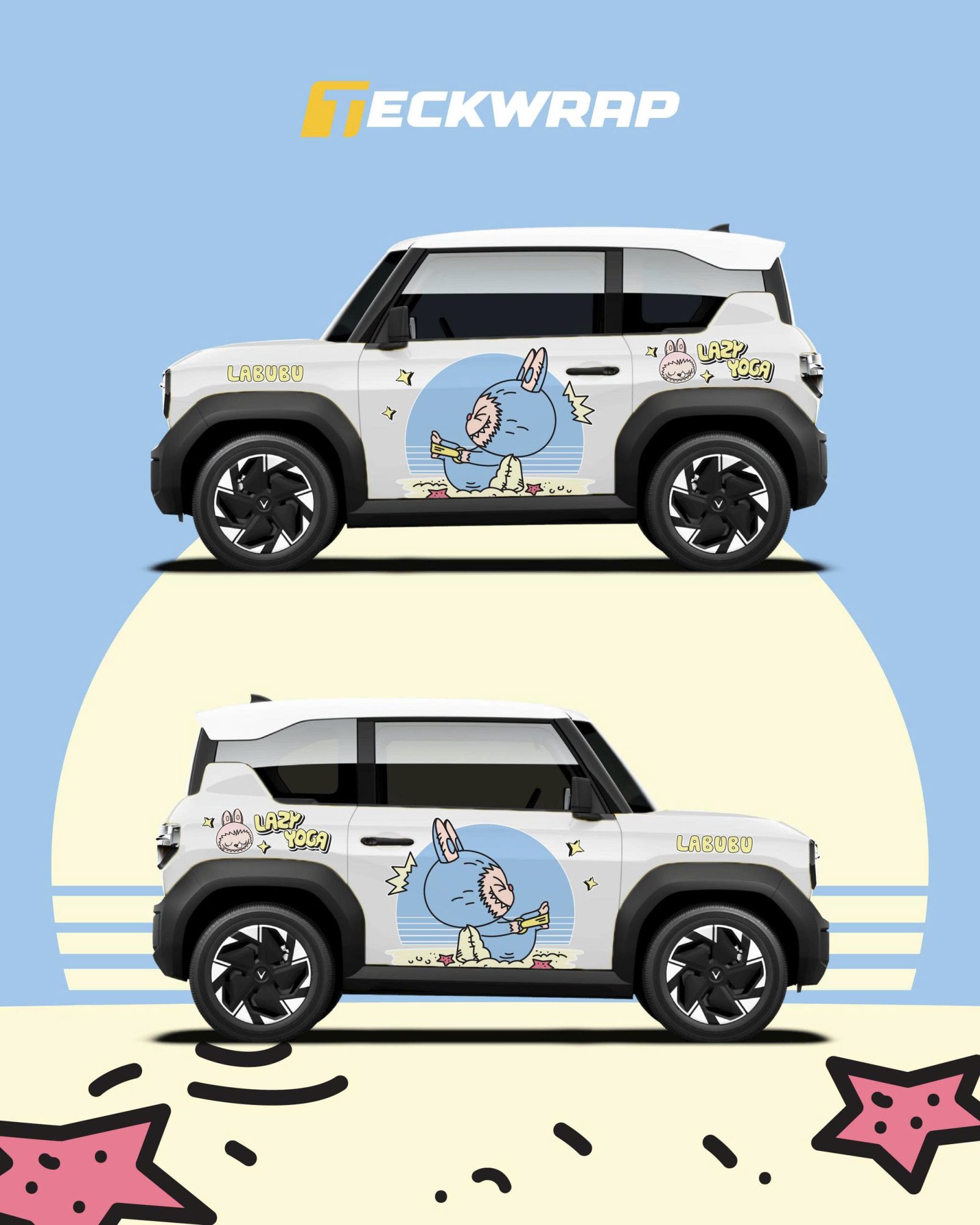 Dán Decal Xe Ô Tô Vinfast Mẫu Labubu