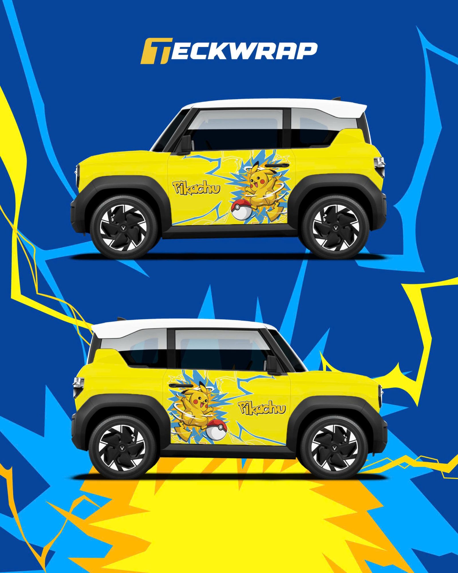 Dán Decal Tem Xe Ô Tô Vinfast Mẫu Pikachu