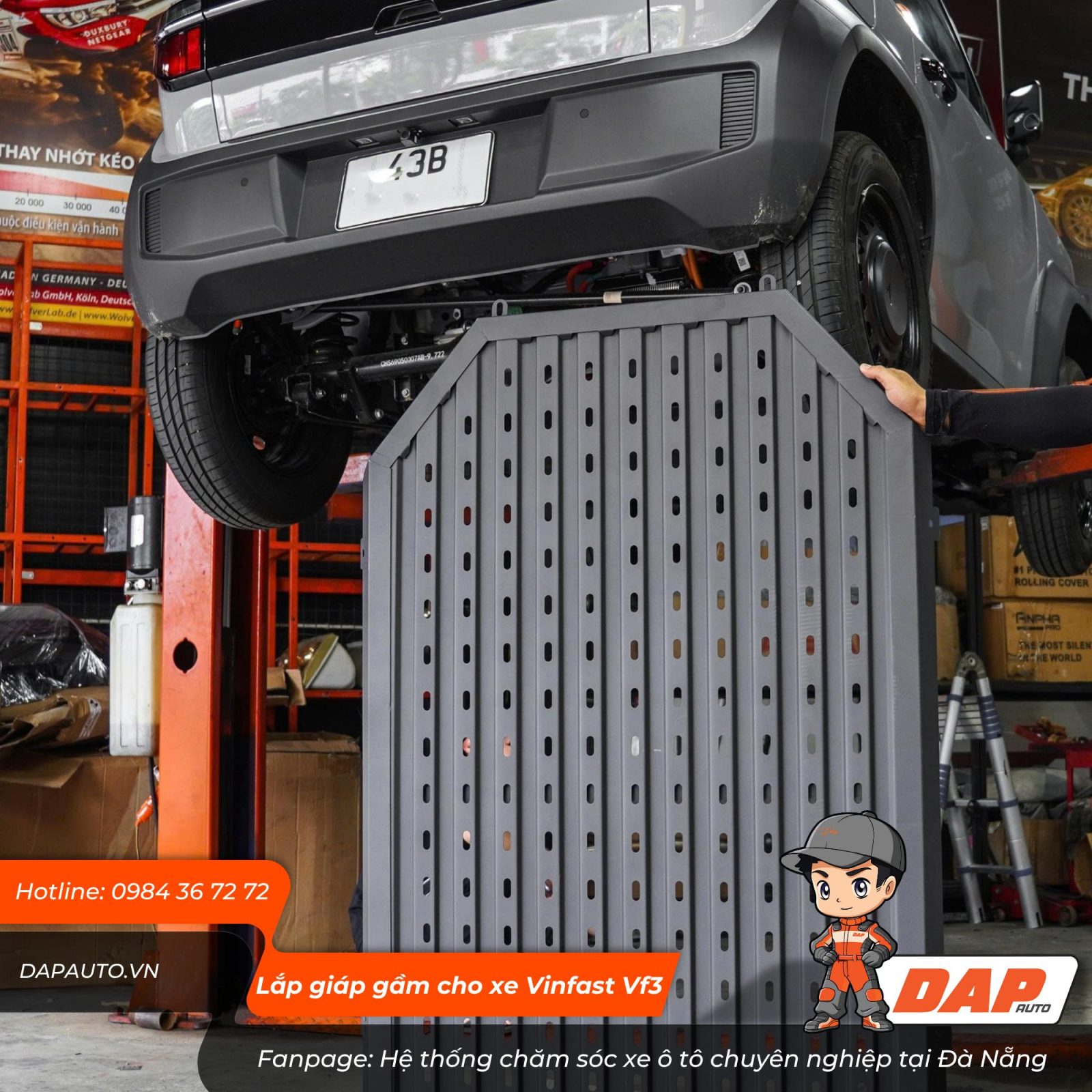 Lắp giáp gầm bảo vệ pin xe Vinfast Vf3