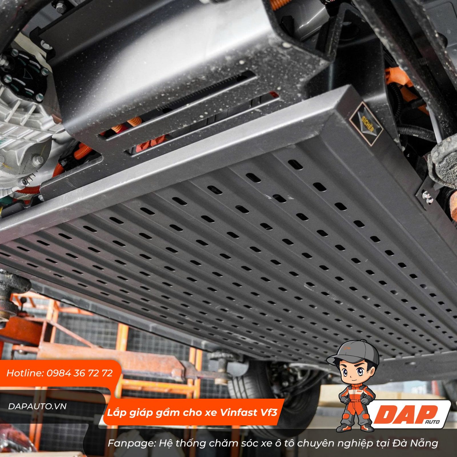 Lắp giáp gầm bảo vệ pin xe Vinfast Vf3