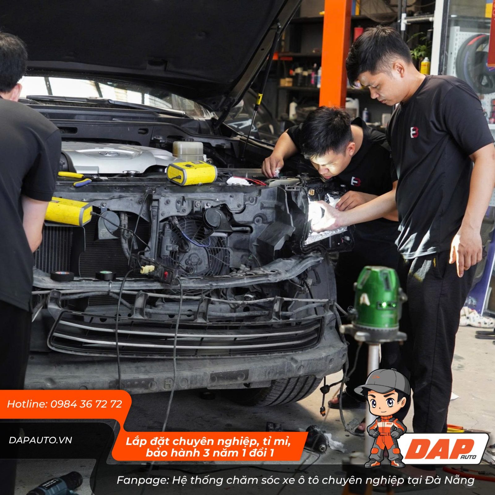 Đội ngũ thi công Dap Auto lắp đặt chuẩn chỉnh, tỉ mỉ từng chi tiết