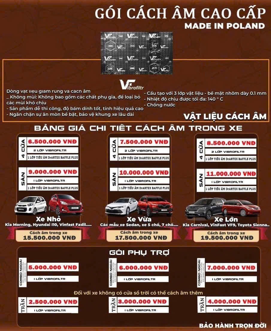 Bảng Giá Cách Âm Chống Ồn Xe Ô Tô Vibrofiltr Mới Nhất 2025 tại DAP Auto
