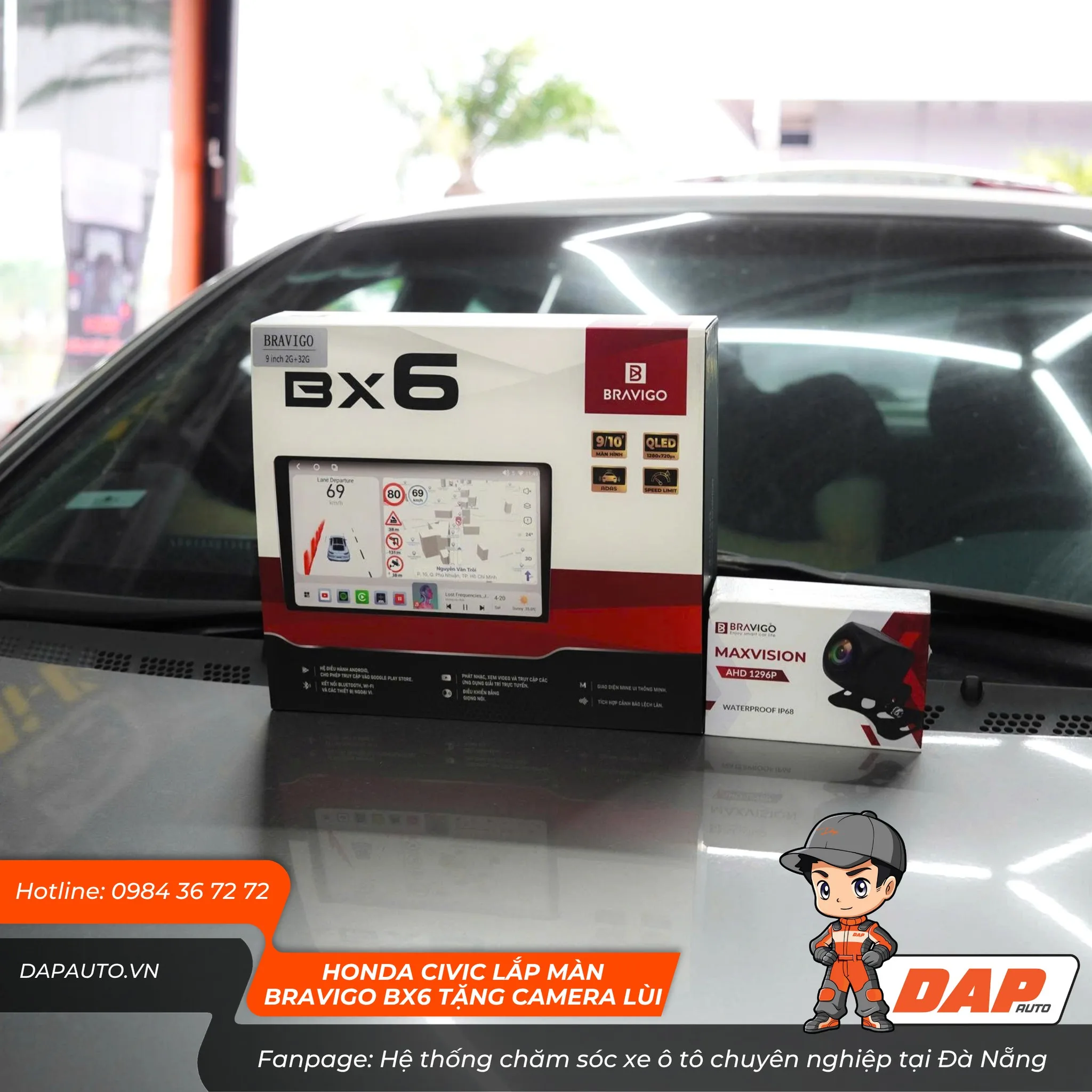 Honda Civic lắp màn hình android Bravigo uy tín