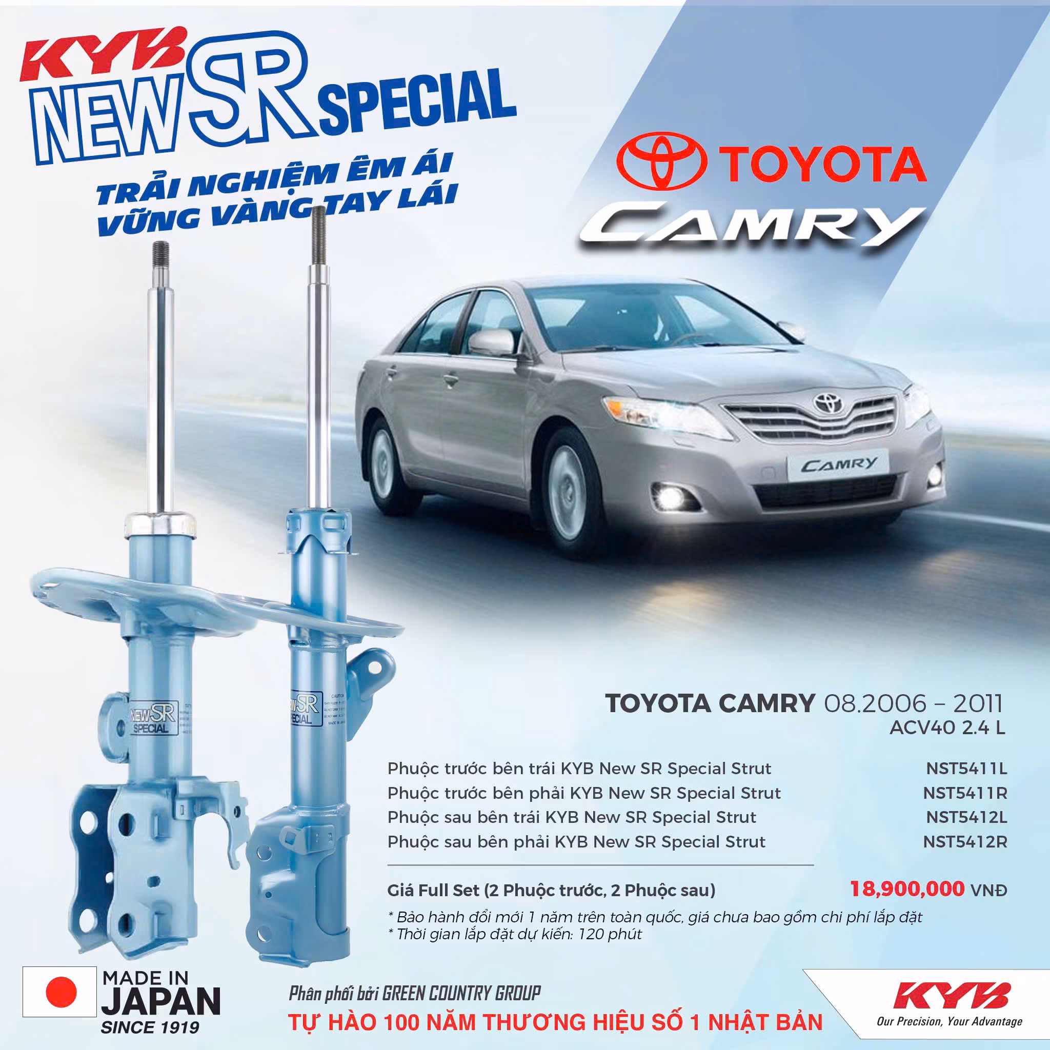Phuộc giảm xóc KYB New SR cho Toyota Camry 2006-2011