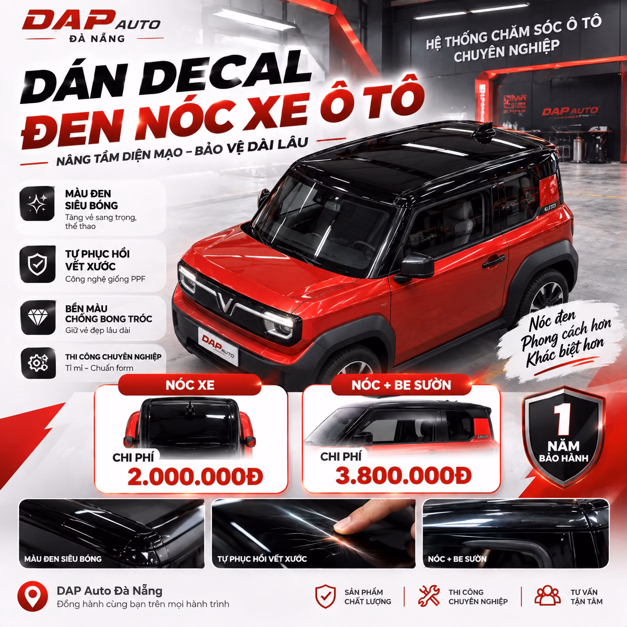 Dán nóc xe ô tô chuyên nghiệp Đà Nẵng