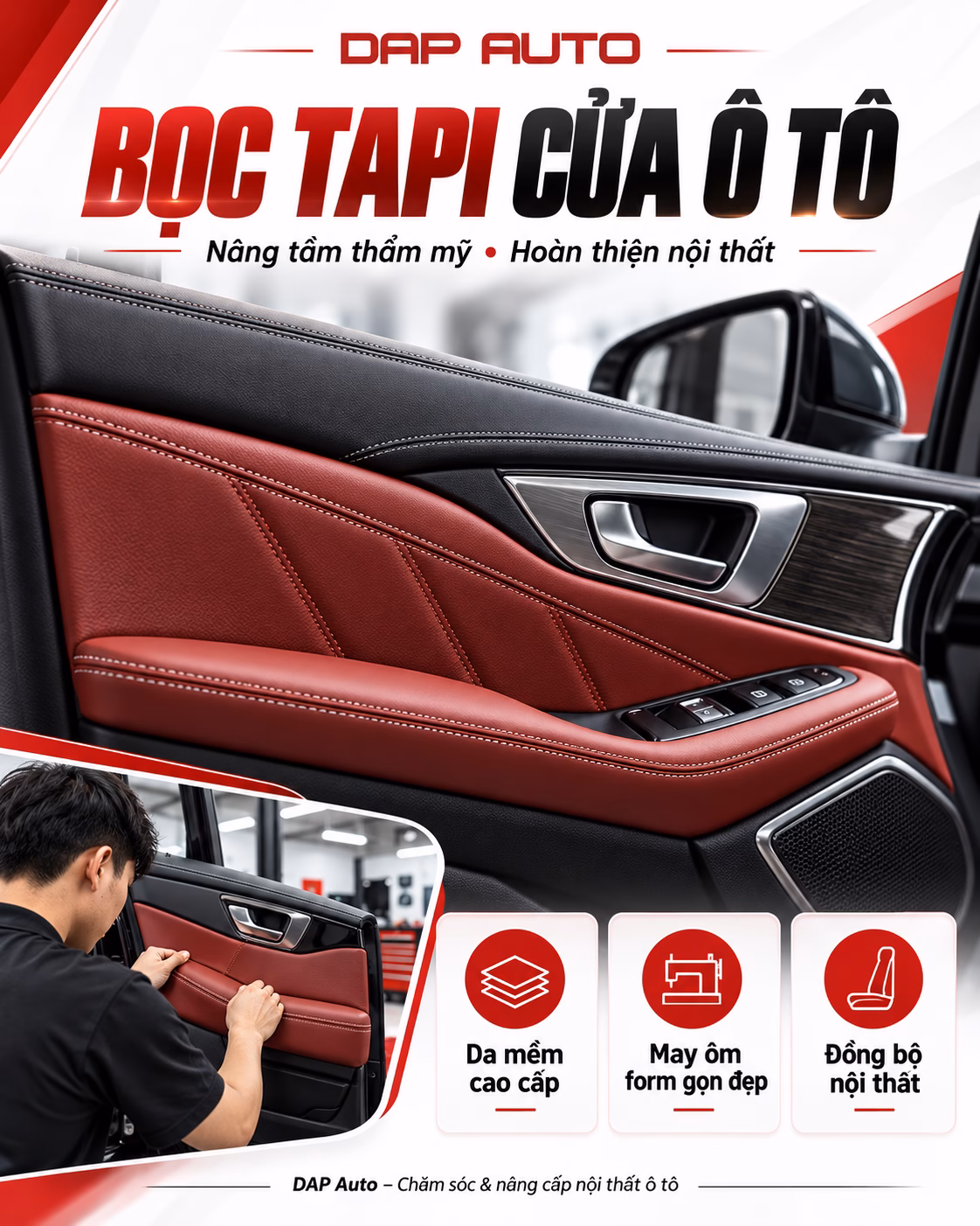 Bọc da tapi cửa ô tô Đà Nẵng